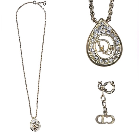 Dior Jewelry - Authentic - Christian Dior Vintage Crystal Teardrop Pendant Necklace